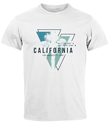 Neverless® Herren T-Shirt California Los Angeles Surfing Motiv Sommer Fashion USA Streetstyle Print Aufdruck weiß XXL von Neverless