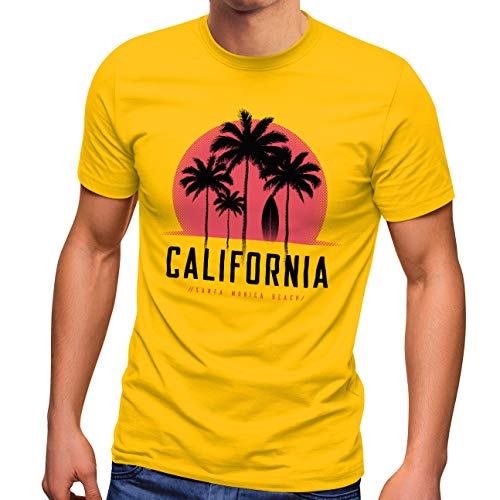 Neverless® Herren T-Shirt California Palmen Santa Monica Beach Sommer Sonne Fashion Streetstyle gelb XL von Neverless