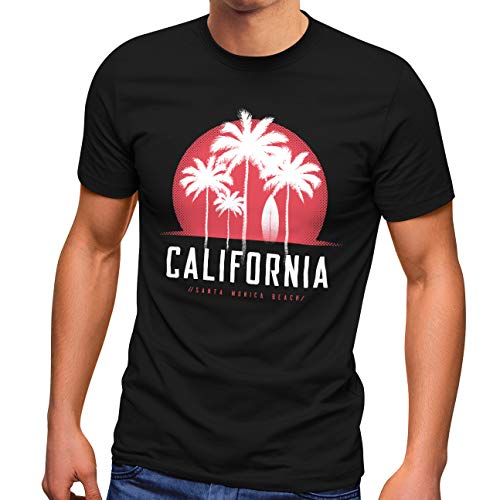 Neverless® Herren T-Shirt California Palmen Santa Monica Beach Sommer Sonne Fashion Streetstyle schwarz XS von Neverless