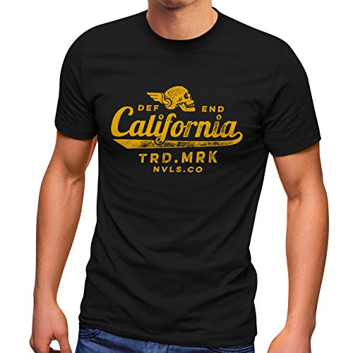 Neverless® Herren T-Shirt California Skull Totenkopf Flügel Biker Motiv Fashion Streetstyle schwarz S von Neverless