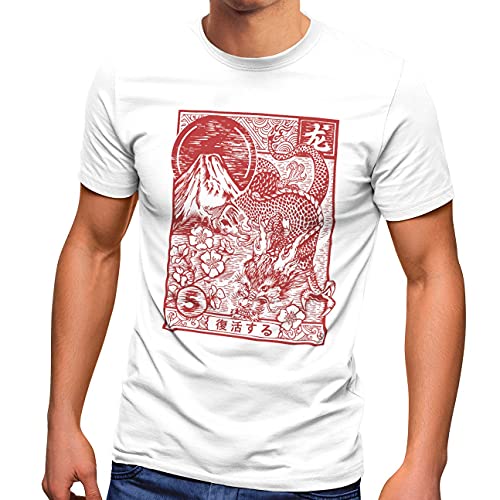 Neverless® Herren T-Shirt Drache Dragon Asien Schriftzeichen Tattoo Kunst Fashion Streetstyle weiß XXL von Neverless
