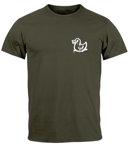 Neverless® Herren T-Shirt Drippy Duck Ente Graffiti Style Printshirt Fashion Streetstyle Army XL von Neverless