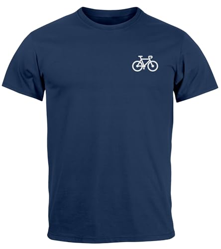 Neverless® Herren T-Shirt Fahrrad Bike Printshirt Logo Aufdruck Radfahrer Outdoor Fashion Streetstyle Navy XS von Neverless