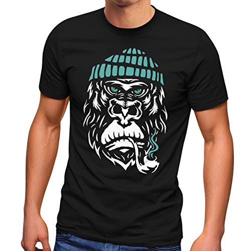 Neverless® Herren T-Shirt Gorilla AFFE Monkey Captain Sailor Seemann Fashion Streetstyle schwarz XXL von Neverless
