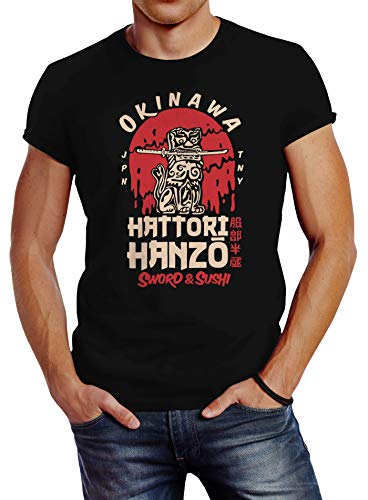 Neverless® Herren T-Shirt Hattori Hanzo Sword and Sushi Okinawa Japan Schriftzeichen Fashion Streetstyle schwarz XS von Neverless