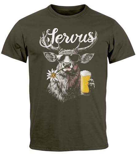 Neverless® Herren T-Shirt Hirsch Tracht Modern Lustig Volksfest Bayern Servus Hallo Bier Fashion Army XXL von Neverless