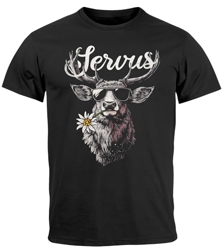 Neverless® Herren T-Shirt Hirsch Tracht Modern Lustig Volksfest Bayern Servus Hallo Fashion schwarz XS von Neverless