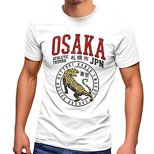 Neverless® Herren T-Shirt Japan Osaka Tiger Athletic Hattori Hanzo Asien Style Fashion Streetstyle weiß M von Neverless