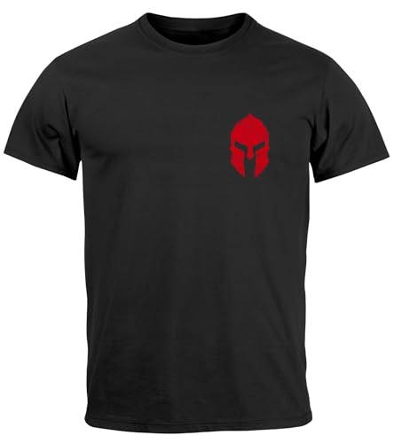 Neverless® Herren T-Shirt Logo Print Sparta-Helm Spartaner Gladiator Krieger Warrior Fashion Streetstyle schwarz-rot XXL von Neverless