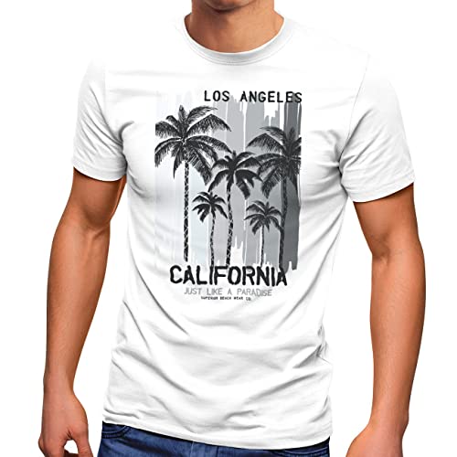 Neverless® Herren T-Shirt Los Angeles California USA Sommer Bedruckt Aufdruck Print Surfing Fashion weiß XS von Neverless