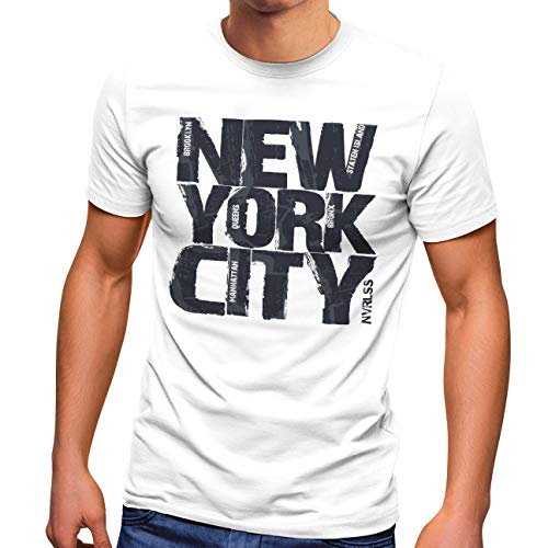 Neverless® Herren T-Shirt New York City Schriftzug Print Fashion Streetstyle weiß XL von Neverless
