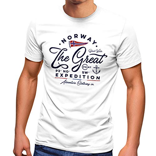 Neverless® Herren T-Shirt Norwegen The Great Expedition Outdoor Adventure Fashion Streetstyle weiß L von Neverless