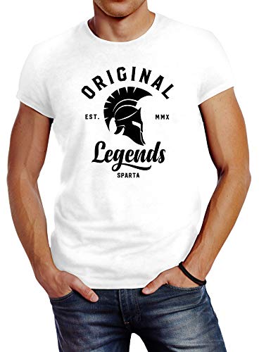 Neverless® Herren T-Shirt Original Legends Gladiator Sparta StreetwearSlim Fit weiß 3XL von Neverless