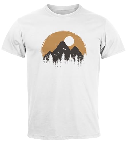Neverless® Herren T-Shirt Outdoor Print Natural Badge Logo Wandern Fashion Streetstyle weiß XS von Neverless