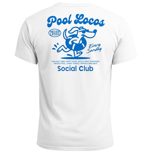 Neverless® Herren T-Shirt Pool Locos Social Club – Sommer Funshirt mit Alligator Pool Grafik – Lustiges Retro-Design Fashion Streetstyle Weiss M von Neverless