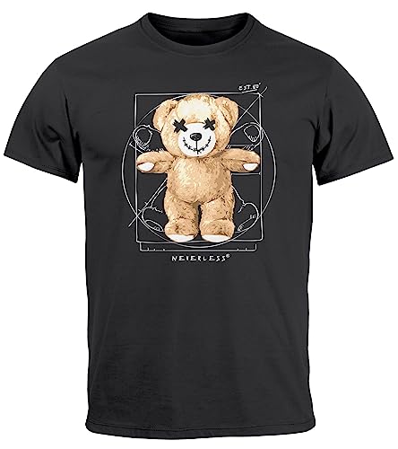 Neverless® Herren T-Shirt Print Teddy Bär Davinci Meme Parodie Fashion Streetstyle dunkelgrau M von Neverless