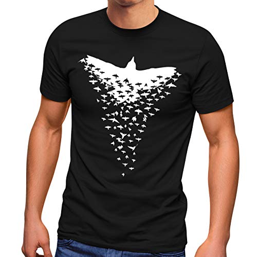 Neverless® Herren T-Shirt Rabe Vogel-Schwarm Tiermotiv Fashion Streetstyle schwarz L von Neverless