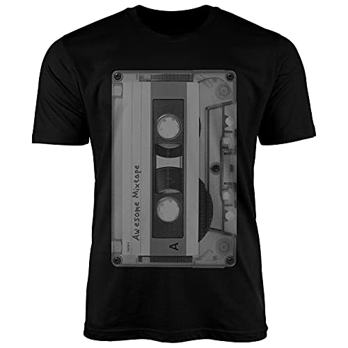 Neverless® Herren T-Shirt Retro Motiv 80er Jahre Mixtape Kassette Oldschool Fashion Streetstyle schwarz 5XL von Neverless