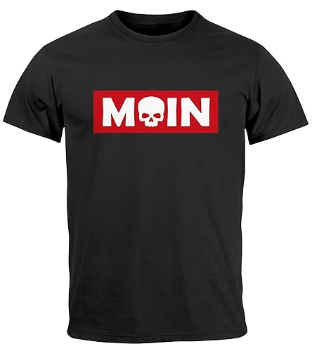 Neverless® Herren T-Shirt Schriftzug Moin Skull Totenkopf Aufdruck Print Parodie Fashion Streetstyle schwarz XXL von Neverless