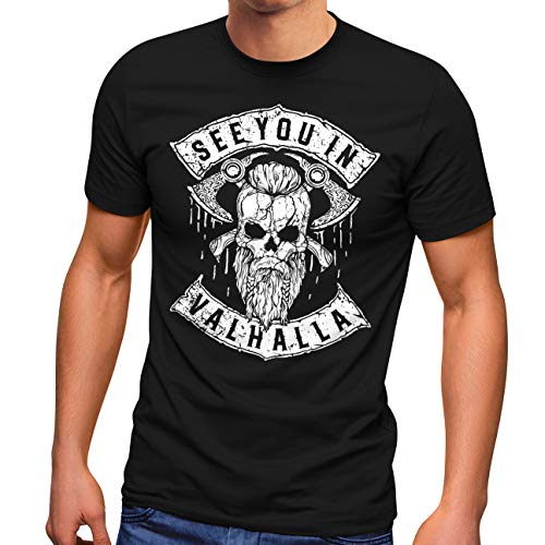 Neverless® Herren T-Shirt See You in Valhalla Wikinger Totenkopf Skull Fashion Streetstyle schwarz XL von Neverless
