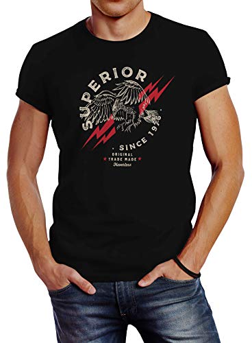 Neverless® Herren T-Shirt Superior Eagle Since 1976 Adler Print Slim Fit schwarz XXL von Neverless
