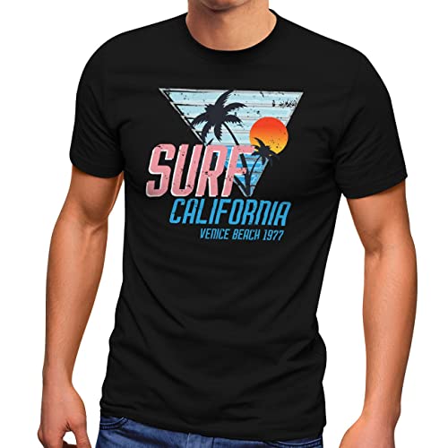 Neverless® Herren T-Shirt Surf California Venice Beach Surfing Design Print Aufdruck Fashion Streetstyle schwarz L von Neverless