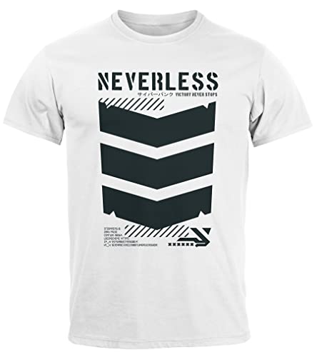 Neverless® Herren T-Shirt Techwear Trend Motive Japanese Streetstyle Military Fashion Fashion Streetstyle weiß 3XL von Neverless