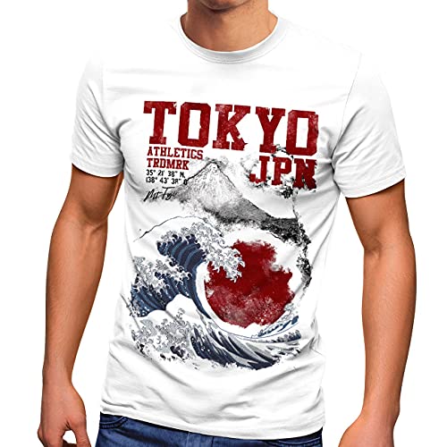 Neverless® Herren T-Shirt Tokyo Japan Style Fuji Welle Big Wafe Fashion Streetstyle weiß 3XL von Neverless