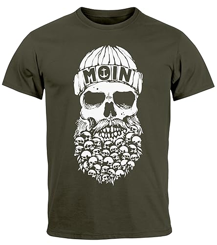 Neverless® Herren T-Shirt Totenkopf Nordisch Moin Hamburg Dialekt Skull Anker Fashion Streetstyle Army XXL von Neverless