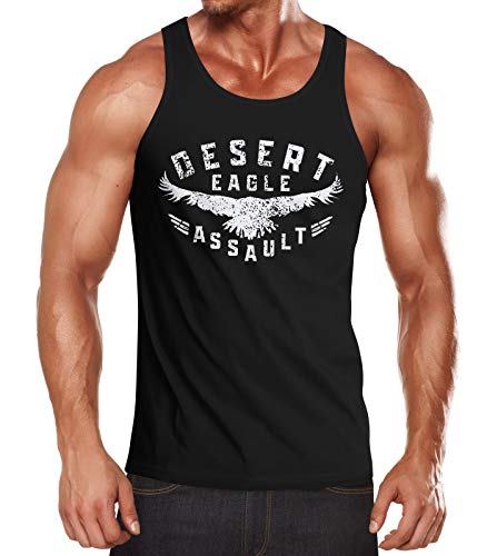 Neverless® Herren Tank-Top Adler Aufschrift Desert Eagle Assault Muskelshirt Muscle Shirt schwarz L von Neverless