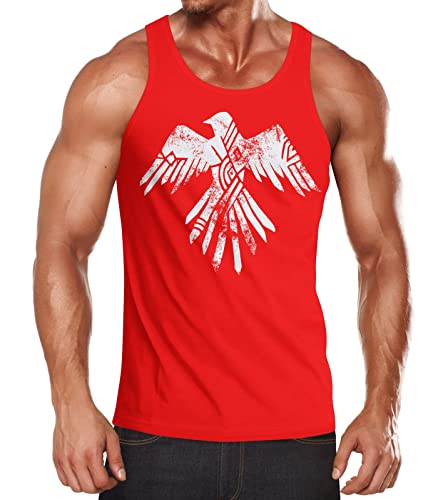 Neverless® Herren Tank-Top Adler Motiv Print Aufdruck Ethno Aztec Eagle Fashion Streetstyle Muskelshirt Muscle Shirt rot S von Neverless