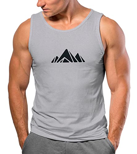 Neverless® Herren Tank-Top Berge Wandern Polygon Design Print Outdoor Muskelshirt Polygon 1 grau XL von Neverless
