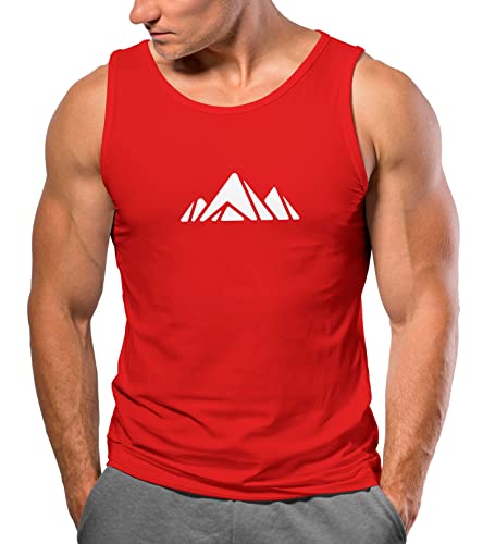 Neverless® Herren Tank-Top Berge Wandern Polygon Design Print Outdoor Muskelshirt Polygon 1 rot S von Neverless