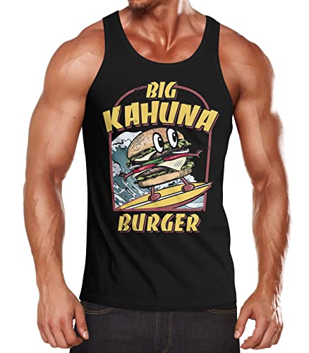 Neverless® Herren Tank-Top Big Kahuna Burger Printshirt lustig Aufdruck Surfen Welle Film-Parodie Muskelshirt schwarz S von Neverless