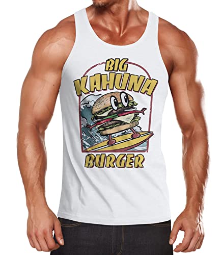 Neverless® Herren Tank-Top Big Kahuna Burger Printshirt lustig Aufdruck Surfen Welle Film-Parodie Muskelshirt weiß XL von Neverless