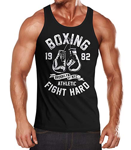 Neverless® Herren Tank-Top Boxen Boxing Fight Hard Brooklyn NYC Retro Motiv Sport Muskelshirt Muscle Shirt schwarz M von Neverless