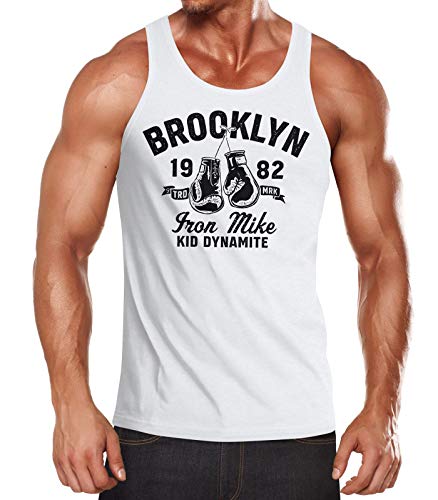 Neverless® Herren Tank-Top Boxen Iron Mike Brooklyn Retro Design Muskelshirt Muscle Shirt weiß 3XL von Neverless