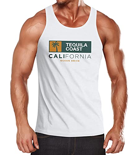 Neverless® Herren Tank-Top California Ocean Drive Sommer Palme Tequila Coast Muskelshirt Muscle Shirt weiß XL von Neverless