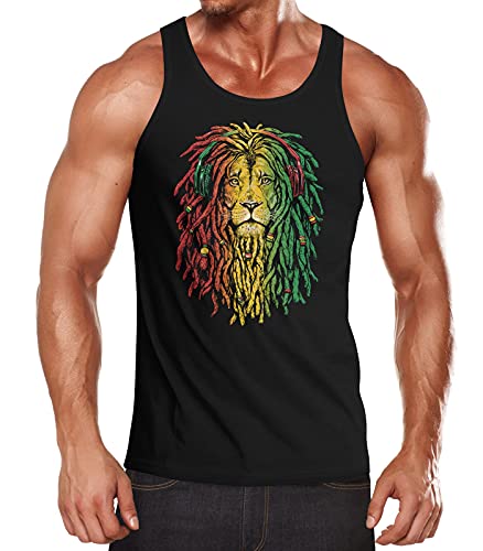 Neverless® Herren Tank-Top Löwe Jamaica Reaggae Musik Rasta Lion Muskelshirt Muscle Shirt schwarz L von Neverless