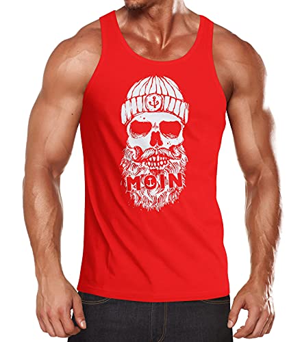 Neverless® Herren Tank-Top Moin Totenkopf Anker Skull Muskelshirt Muscle Shirt rot L von Neverless