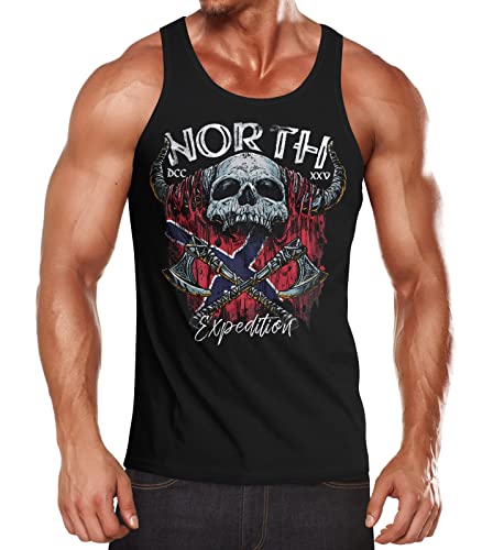 Neverless® Herren Tank-Top North Wikinger Norwegen Skull Totenkopf Print Muskelshirt Muscle Shirt schwarz 3XL von Neverless