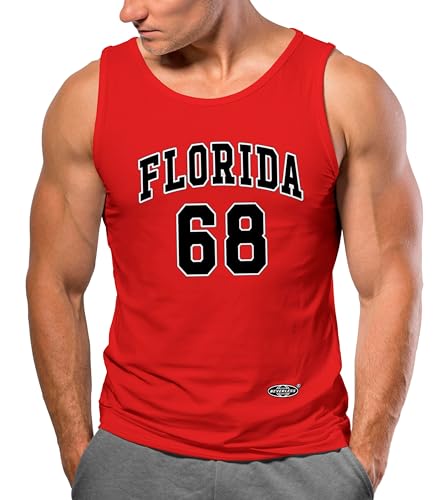 Neverless® Herren Tank-Top Print Florida 86 Trikot College Style Basketball Sport Muskelshirt rot XXL von Neverless
