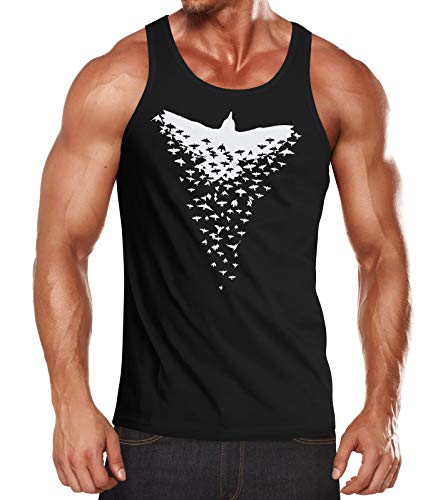 Neverless® Herren Tank-Top Rabe Vogel-Schwarm Tiermotiv Muskelshirt Muscle Shirt schwarz S von Neverless