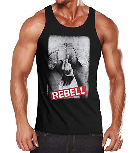 Neverless® Herren Tank-Top Rebell Mittelfinger Hintern Arsch Fuck You Fotoprint Muskelshirt Muscle Shirt schwarz XL von Neverless