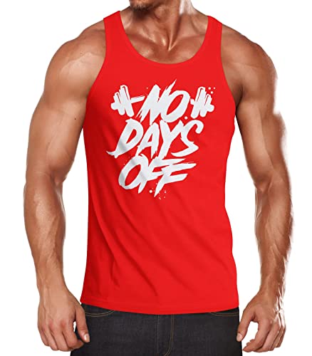 Neverless® Herren Tank-Top Sport-Motiv Spruch No Days Off Hantel Training Gym Fitness Muskelshirt Muscle Shirt rot S von Neverless