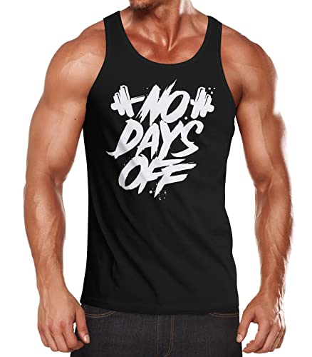 Neverless® Herren Tank-Top Sport-Motiv Spruch No Days Off Hantel Training Gym Fitness Muskelshirt Muscle Shirt schwarz S von Neverless