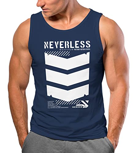 Neverless® Herren Tank-Top Techwear Trend Motive Japanese Streetstyle Military Fashion Muskelshirt Navy M von Neverless