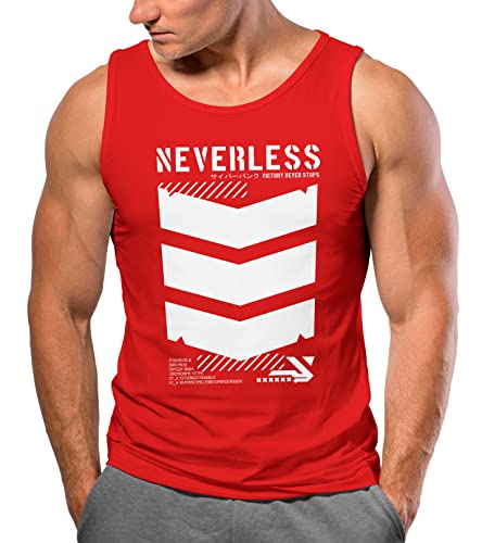 Neverless® Herren Tank-Top Techwear Trend Motive Japanese Streetstyle Military Fashion Muskelshirt rot 3XL von Neverless