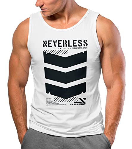 Neverless® Herren Tank-Top Techwear Trend Motive Japanese Streetstyle Military Fashion Muskelshirt weiß M von Neverless