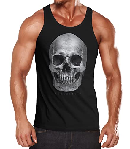 Neverless® Herren Tank-Top Totenkopf Skull Totenschädel Aufdruck Print Motiv Muskelshirt Muscle Shirt schwarz XL von Neverless